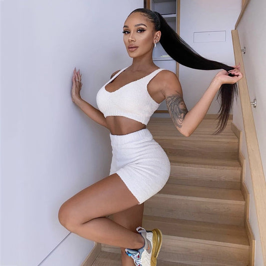 Women's Long Sleeve Crop Tank Top And Drawstring Shorts 3pc Pajama Set